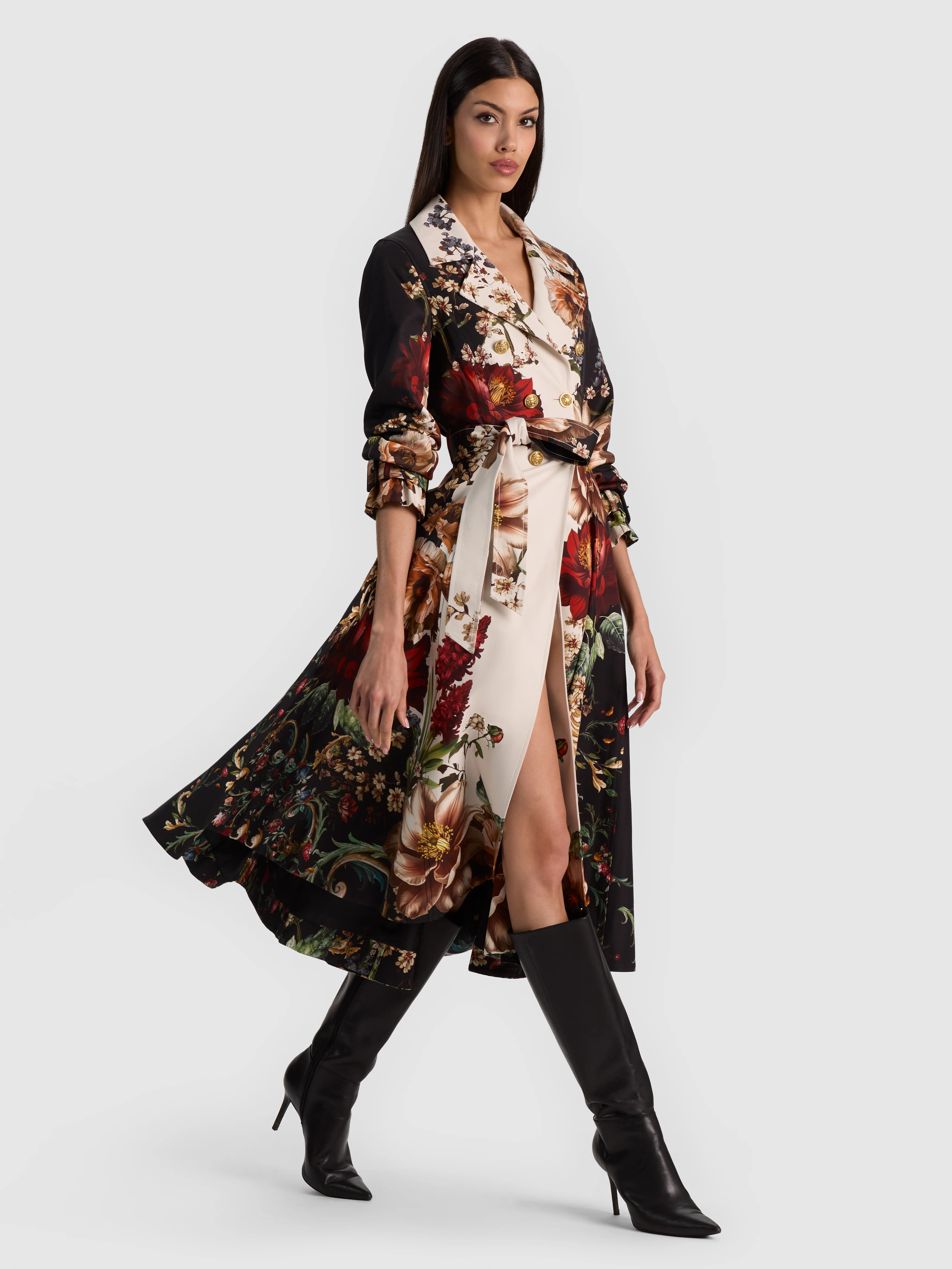 ELLIE GODET TRENCH COAT - FLORAL RADIANCE | Alice + Olivia
