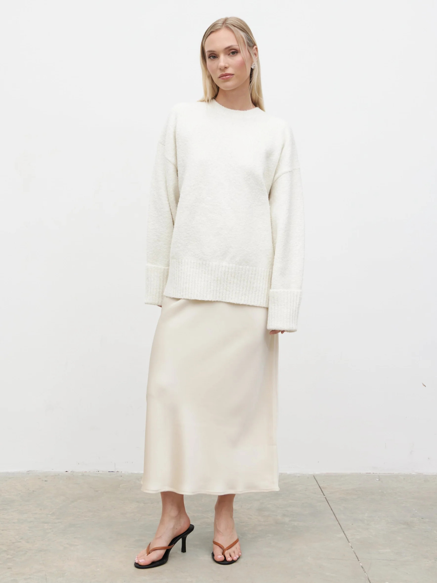 Breya Satin Midaxi Skirt - Oyster | Pretty Lavish (UK)