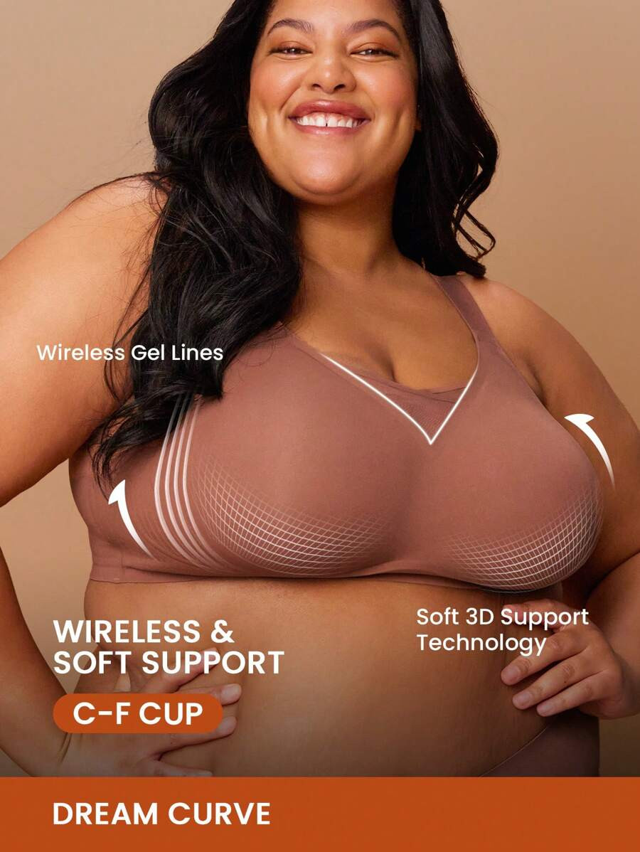 LUVLETTE Plus Dream Curve 2ndSkin Wireless Full Coverage Seamless Mesh Bra | SHEIN