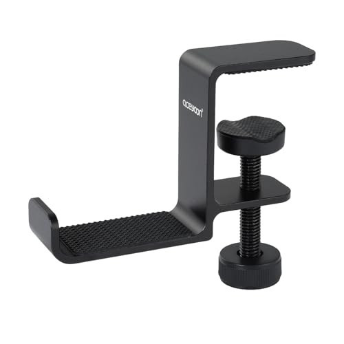 aceyoon Under Desk Headphone Hanger, Aluminum Headphone Stand,Headset Holder Space-Saving for Bag/Backpack/GamingHeadphone, Black | Amazon (US)