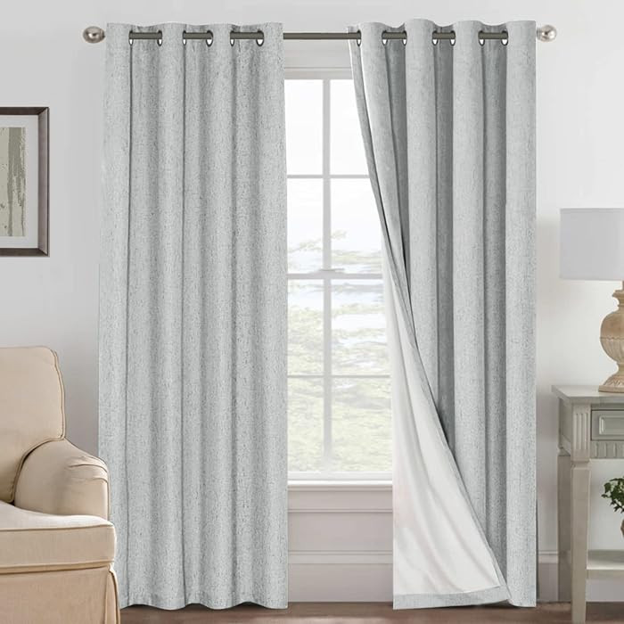 H.VERSAILTEX 100% Blackout Curtains for Bedroom, Thermal Insulated Linen Textured Curtains Heat a... | Amazon (US)