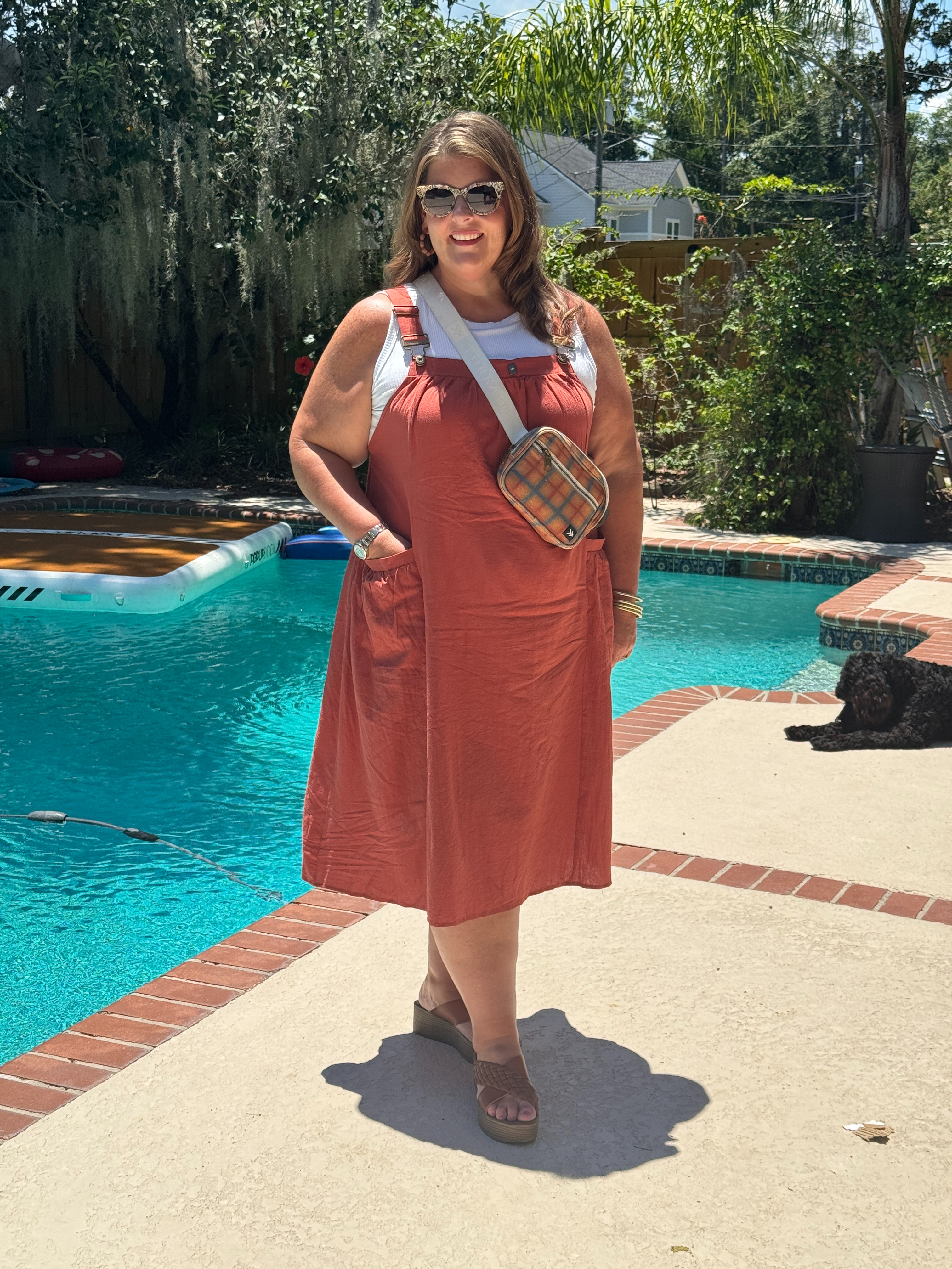 I love a versatile dress and I love even more when you have accessories that already match like this cute Threads bag and Krewe sunglasses.  

 