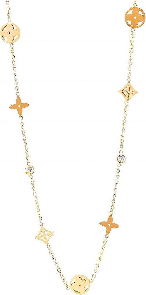 shizhen Four Leaf Clover Necklace - 18K Gold Plated with Zircon, Dainty and Waterproof for Everyd... | Amazon (US)