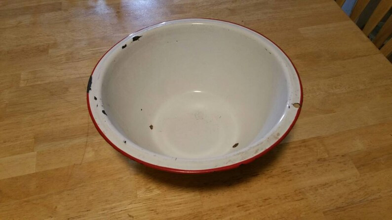 On Sale Country Kitchen ,Rustic Red and White Enamel Ware , 12.25 inch Bowl,  Vintage Kitchen, Fa... | Etsy (US)