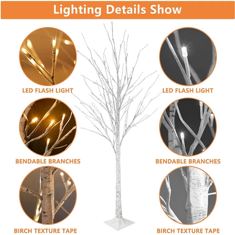 72'' Lighted Artificial Birch Christmas Tree | Wayfair North America