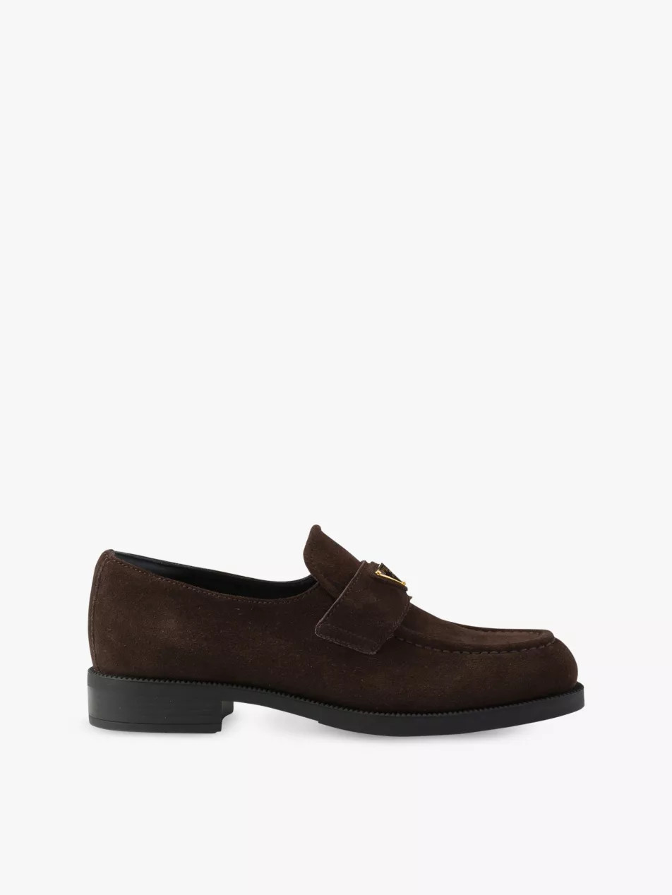 Logo-plaque chunky-sole suede loafers | Selfridges