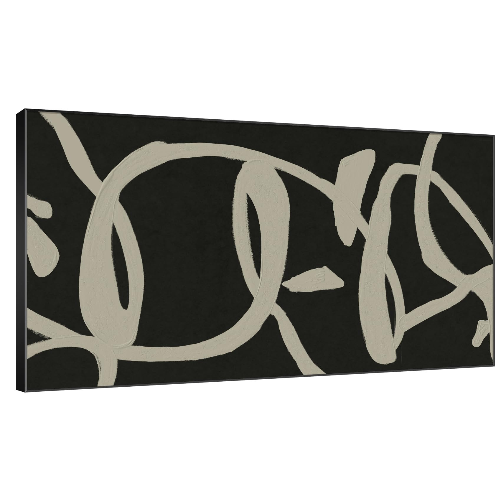 SIGNWIN 36"x60" Extra Large Framed Wall Art Black and Beige Abstract Bold Print for Home Living R... | Amazon (US)