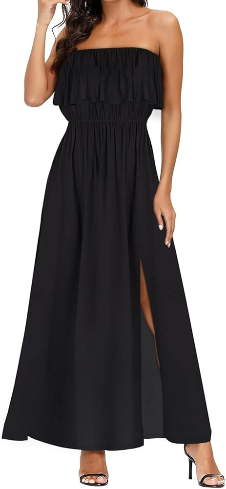 Yidarton Women Summer Blue and White Porcelain Strapless Boho Maxi Long Dress | Amazon (US)