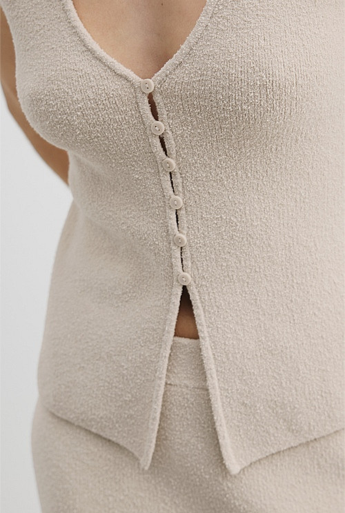 Organically Grown Cotton Blend Boucle Knit Vest | Country Road