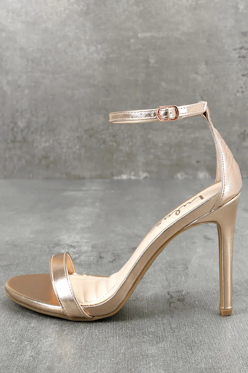 Loveliness Rose Gold Ankle Strap Heels | Lulus (US)