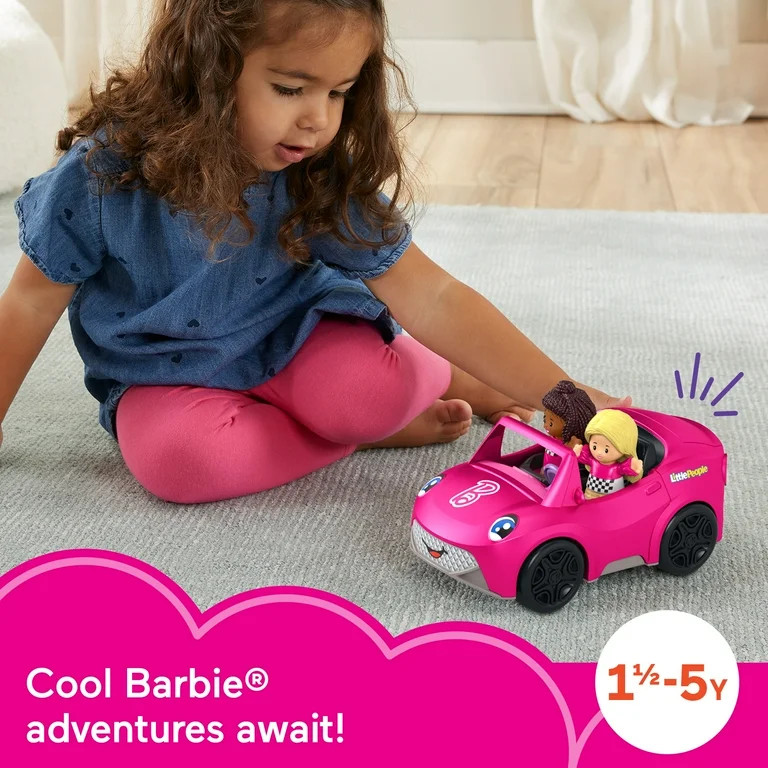 Fisher-Price Little People Barbie Convertible Toy Car with Music Sounds & 2 Figures for Toddlers ... | Walmart (US)