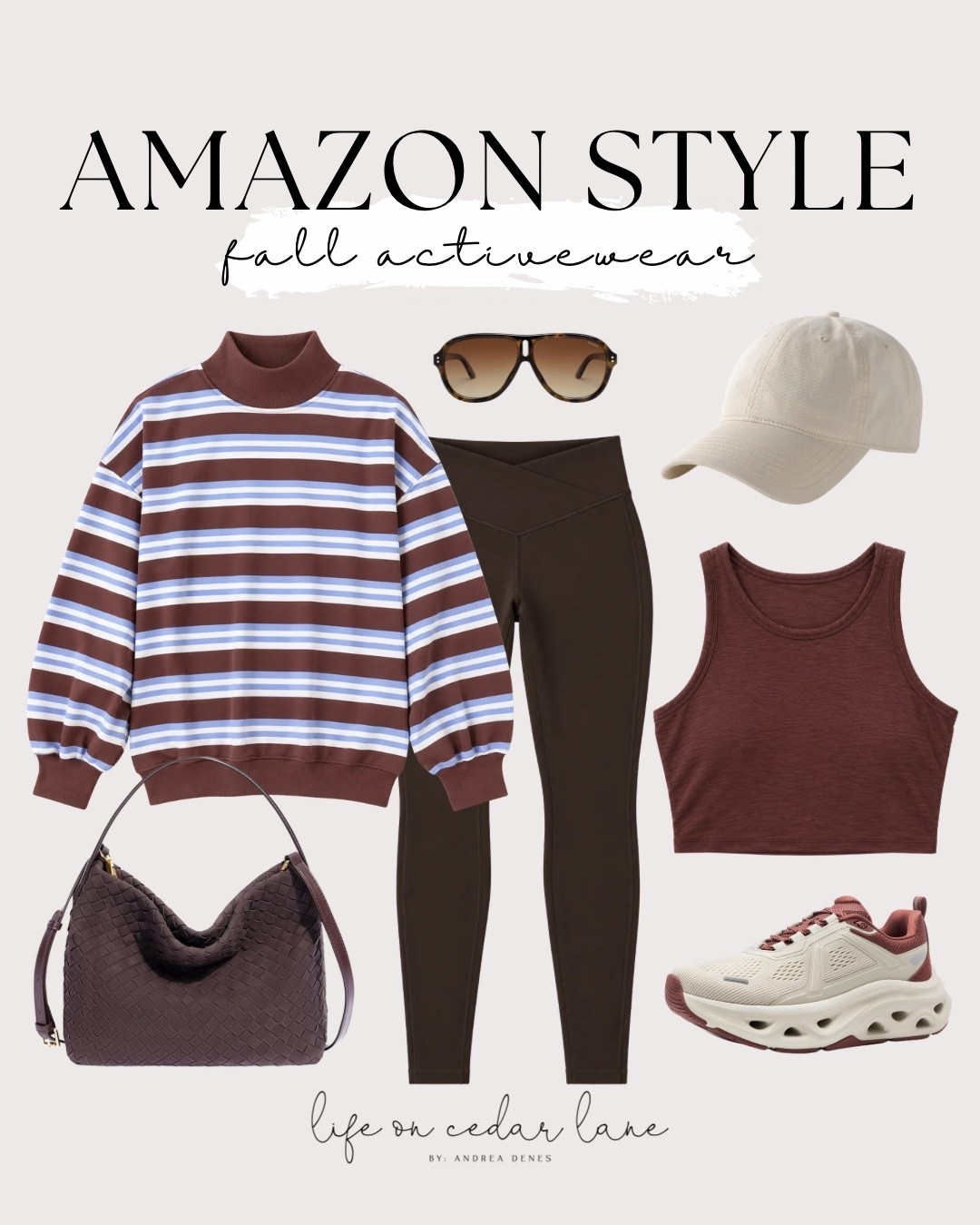 Perfect fall look with cozy sweatshirt, comfy leggings, and stylish accessories. #fallstyle #amazonstyle