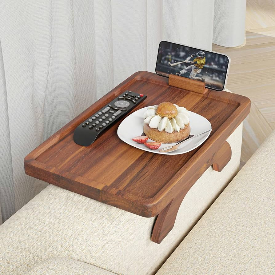 BLUEWEST Sofa Armrest Tray,15.4''x9.8'' Acacia Wood Couch Arm Clip on Tray Table with 360° Rotat... | Amazon (US)