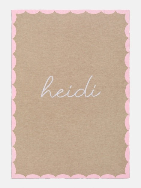 Subtly Scalloped Blanket - Tan / Pink | BaubleBar (US)
