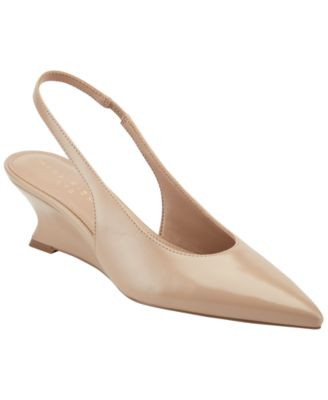 Marc Fisher Ltd Women's Taten Leather Slingback Wedge Pumps - Dark Red Leather | Macy's