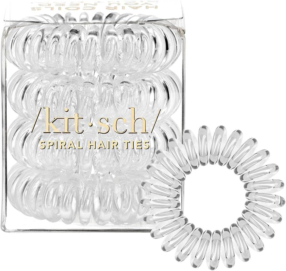 Kitsch Hair Ties for Women - Waterproof Hair Elastics for Women | Spiral Hair Ties for Women with... | Amazon (US)