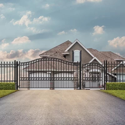 Paris Steel Single Swing Driveway Gate with Pedestrian Gate | Wayfair North America