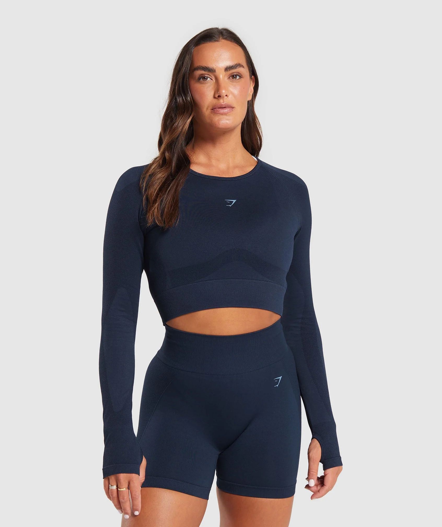 Gymshark Flex Long Sleeve Crop Top - Navy/Denim Blue | Gymshark US