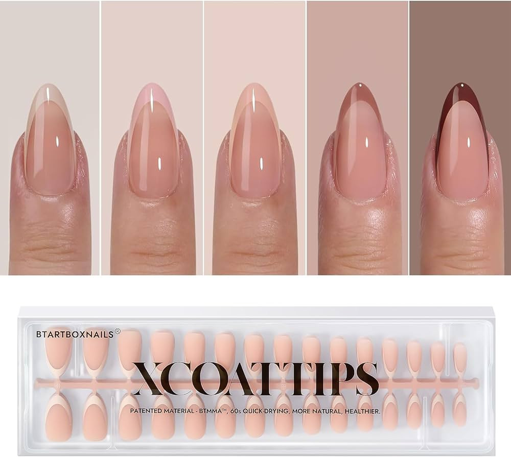 BTArtboxnails XCOATTIPS Fall Press on Nails - French Tip Press on Nails, Medium Almond Nail Tips ... | Amazon (US)