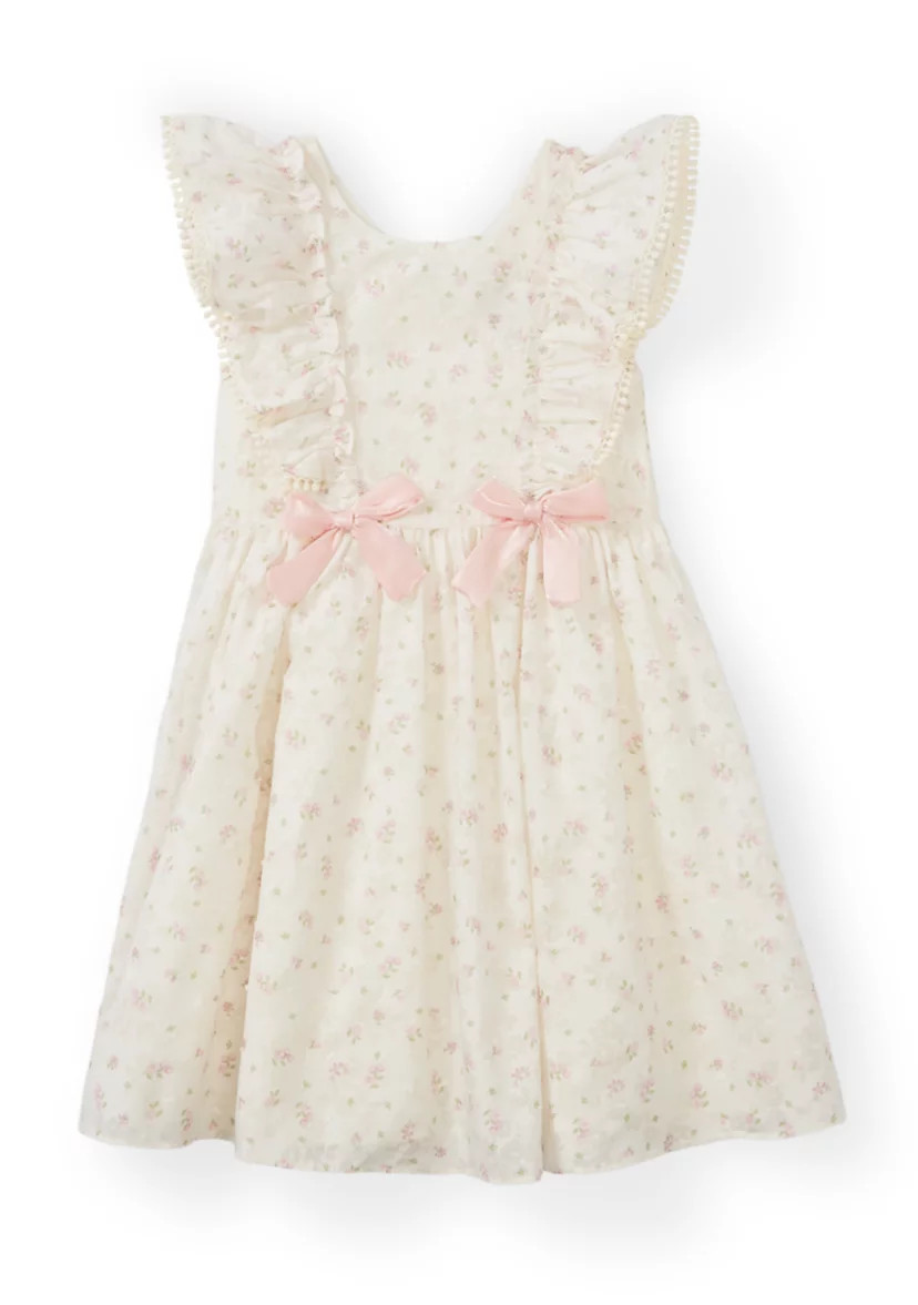 Girls 4-6x Floral Clip Dot Double Bow Dress | Belk
