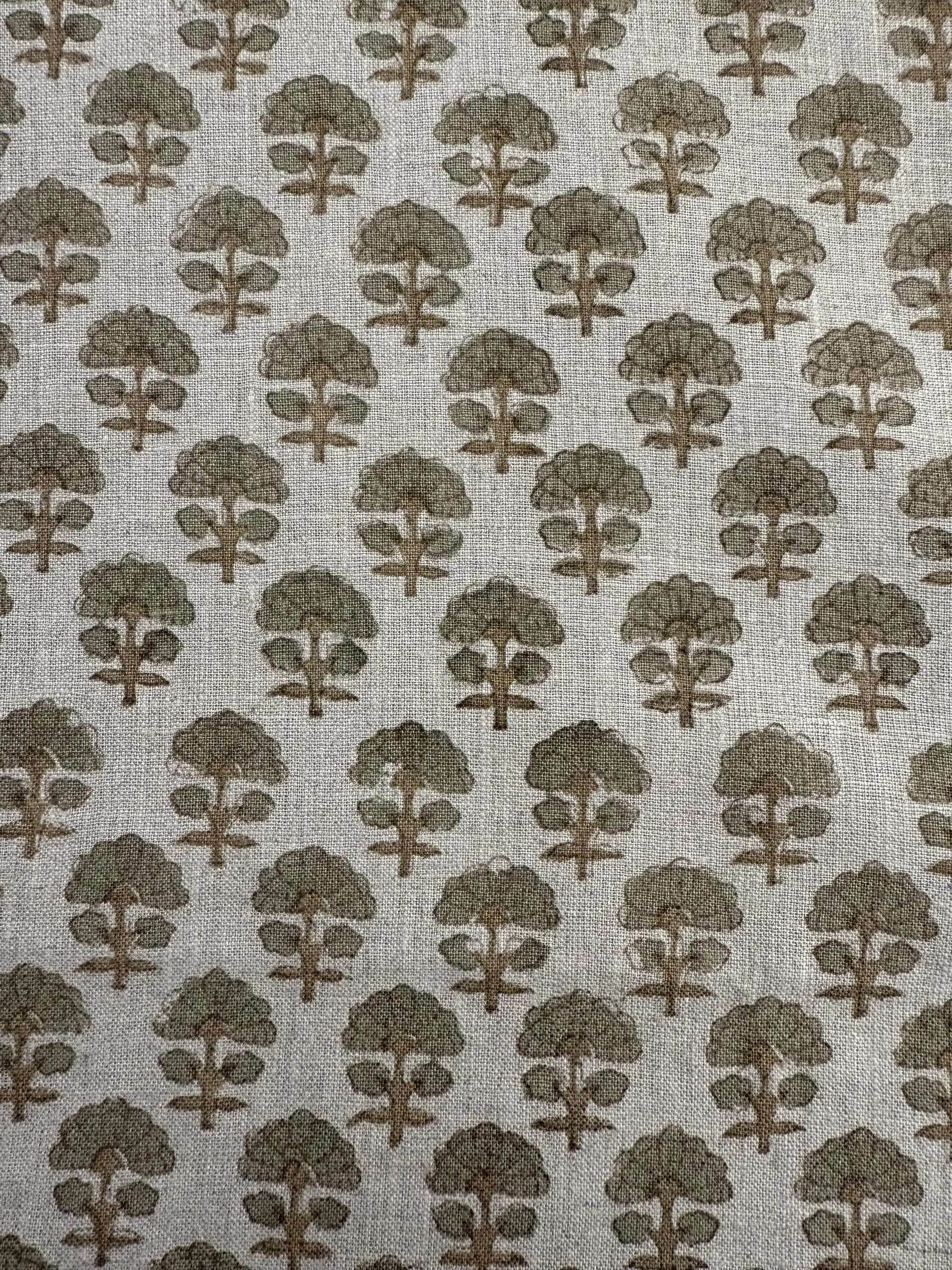Block Print Linen Fabric by Yard | 58" Wide Designer Heavy Linen | Farmhouse Home Decor Pillow, Cushion, Curtain, Upholstery, Sewing | Sage | Etsy (Global)