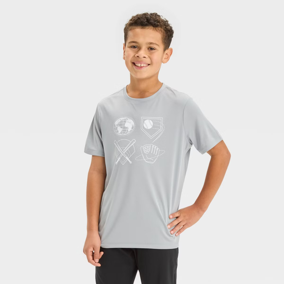 Boys' Short Sleeve Baseball Graphic T-Shirt - All In Motion™ Gray | Target