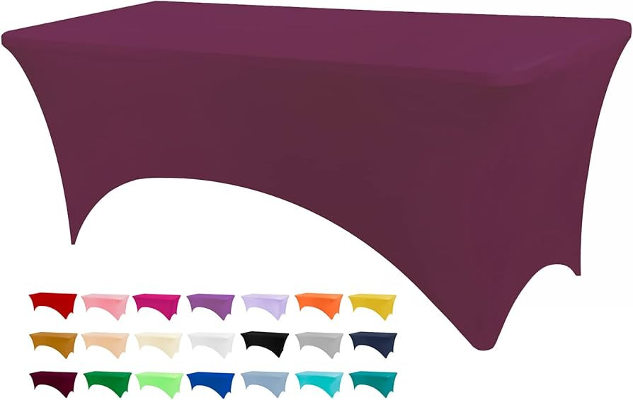 Manteles de mesa para mesas de 6 pies, color borgoña, lavables y resistentes a las arrugas, elá... | Amazon (US)