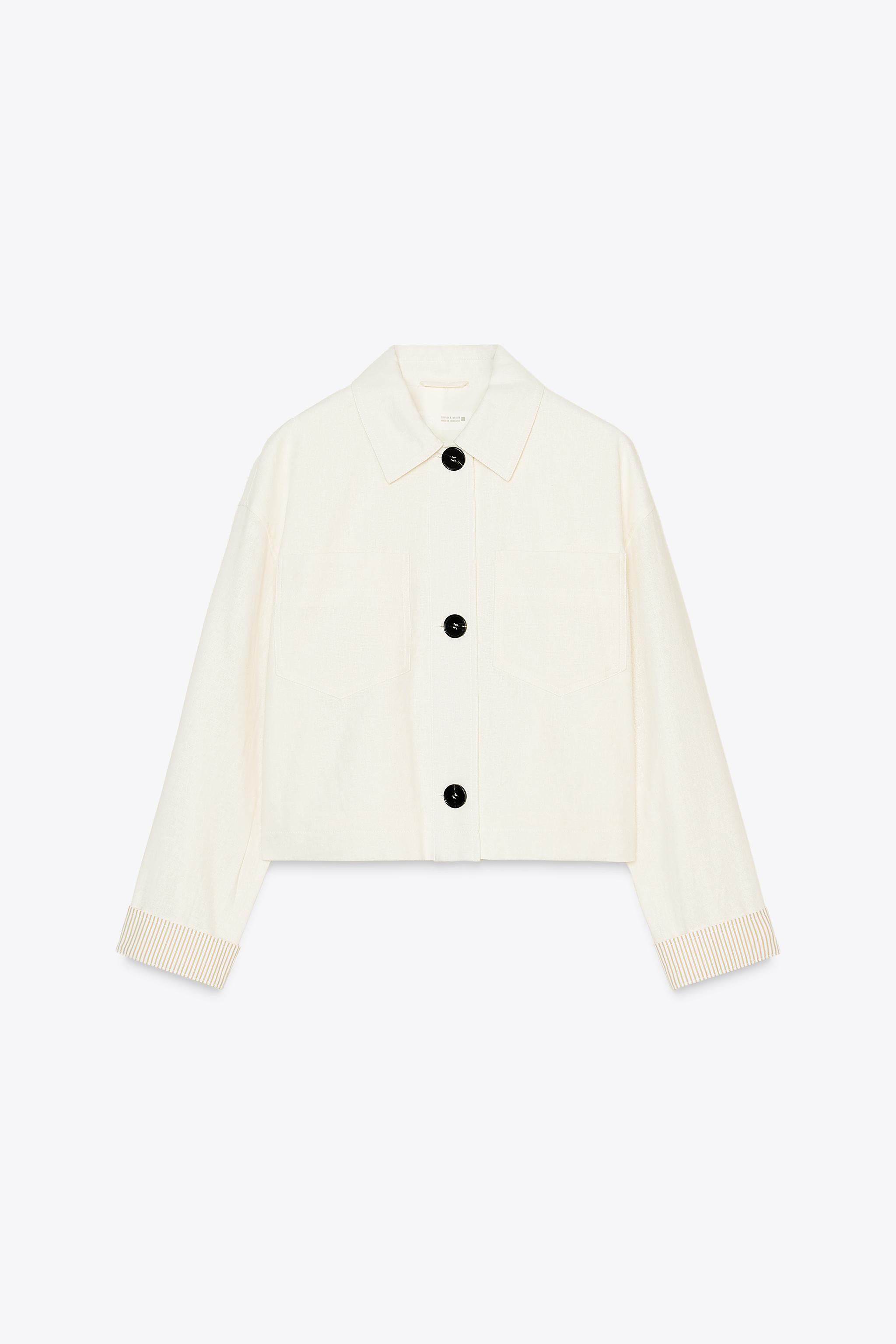 LINEN BLEND CROPPED JACKET | Zara UK