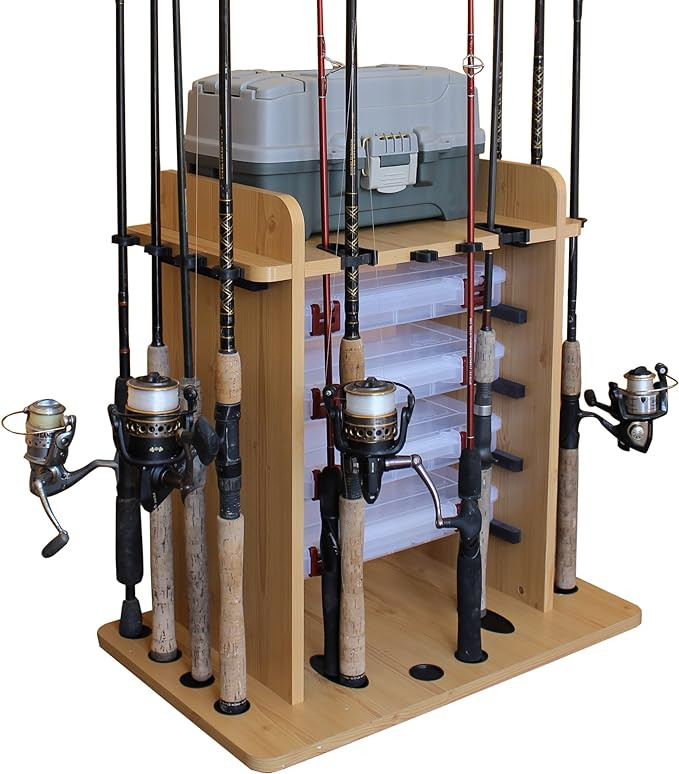 Rush Creek Creations 14 Fishing Rod Rack with 4 Utility Box Storage Capacity & Dual Rod Clips - F... | Amazon (US)