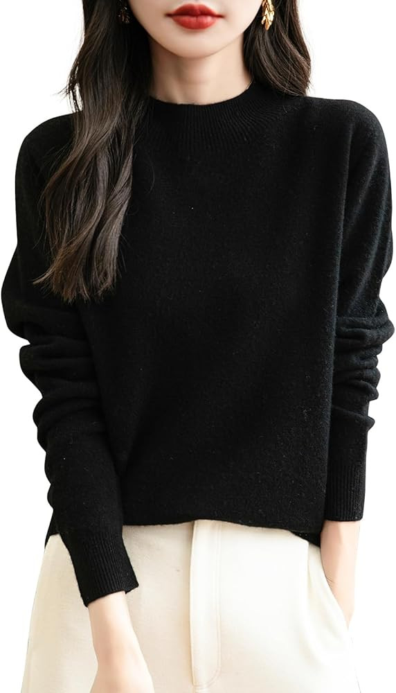 Chanyarn Women's 100% Merino Wool Seamless Sweater Mock Neck First-Line Ready to Wear Long Sleeve... | Amazon (US)