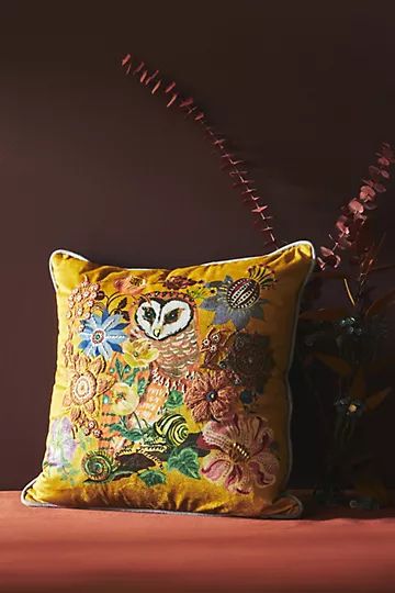 Nathalie Lete Embroidered Velvet Pillow | Anthropologie (US)