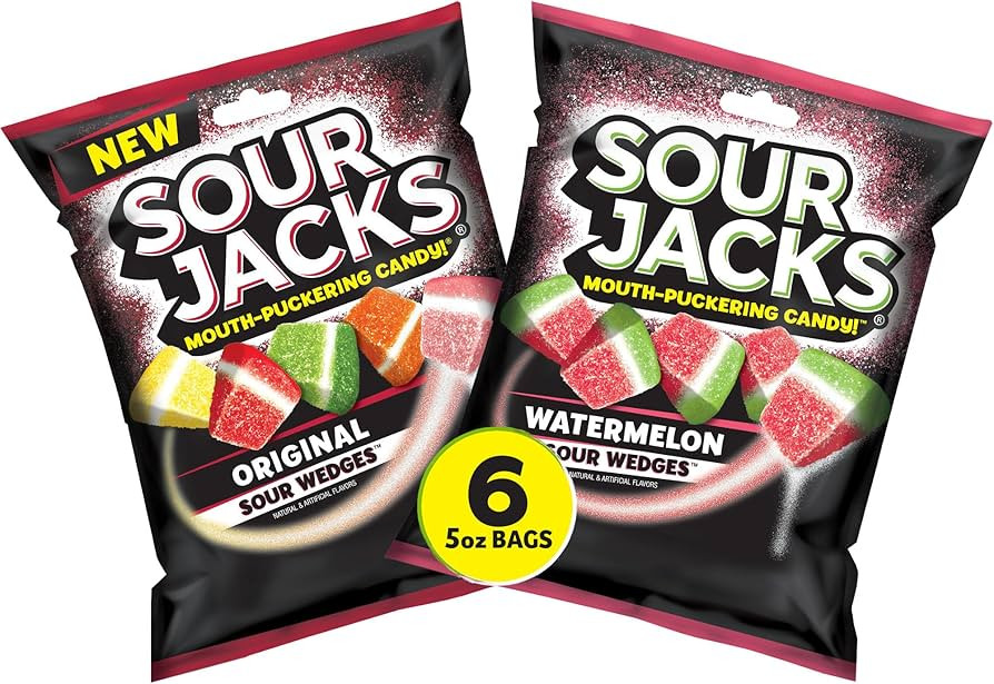 Sour Jacks Candy Gummy Snacks Variety Pack, Original & Watermelon, Gluten Free, Individual Single... | Amazon (US)