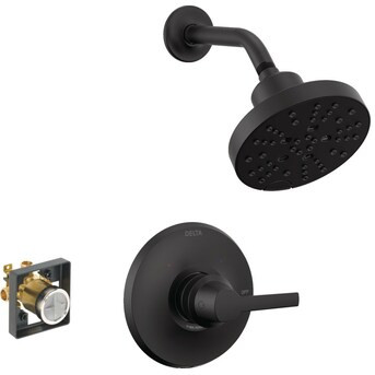 Shop Delta Galeon Lumicoat H2OKinetic Matte Black Shower Faucet with High-Flow Rough Valve - 14S ... | Lowe's