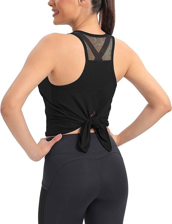 ICTIVE Workout Tops for Women Loose Fit Yoga Tops for Women Mesh Backless Gym Tops Running Tank T... | Amazon (US)