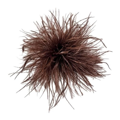 Elegant Feather Flower Oversized 150mm Floral Brooch for Women Men – Wedding, Party, Banquet, Dress, Shawl Hair Clip Lapel Pin – Fashion Jewelry Accessory (Brown) | Amazon (US)