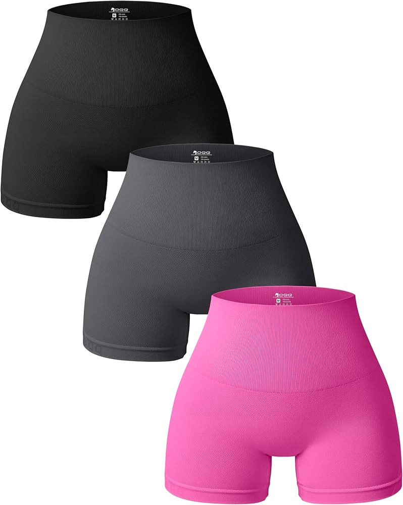 OQQ Women 3 Piece Yoga Shorts High Waist Seamless Workout Exercise Shorts Leggings | Amazon (US)