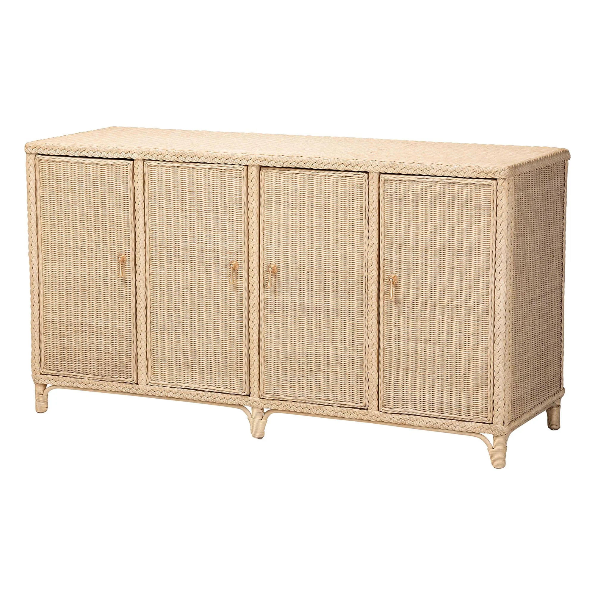 bali & pari Delilah Natural Rattan 4-Door Sideboard Buffet | Wayfair North America