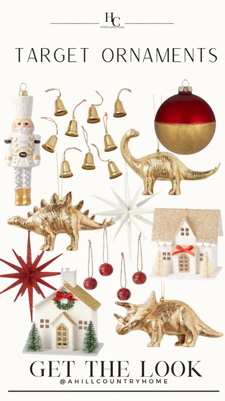 Fun Christmas ornaments from target!! 

Follow me- @ahillcountryhome for daily shopping trips and styling tips

Christmas decor, holiday decor, Target finds, Target home, Target Christmas, Christmas tree, Christmas finds, winter decor, home decor, entryway decor, wreaths, holidays, Christmas, Christmas dress, christmas skirt, Christmas ornaments, red and gold decor , white and gold decor, nutcracker, dinosaur gold ornaments, house ornaments, gold bells

#LTKhome #LTKHoliday #LTKSeasonal
