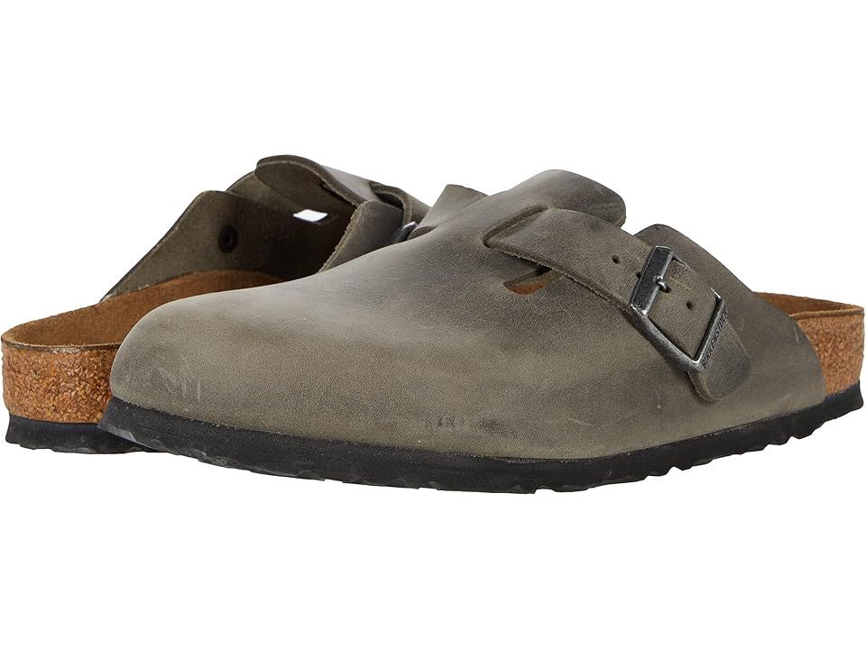 Birkenstock Boston Soft Footbed - Oiled Leather (Unisex) (Iron Oiled Leather) Clog Shoes | Zappos