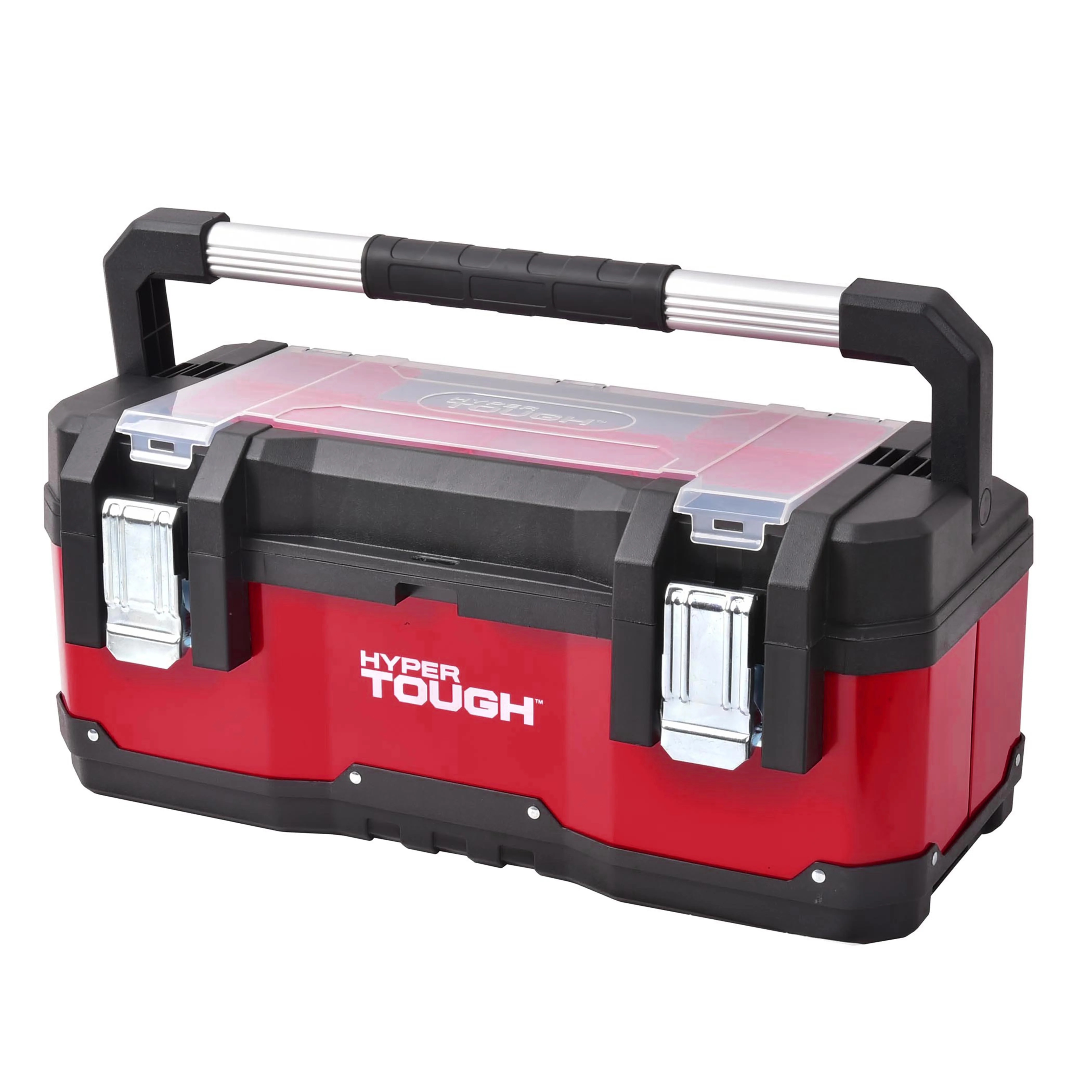 HYPER TOUGH 23-Inch Portable Tool Box With Metal Latches, Organizer Bins and Tray | Walmart (US)