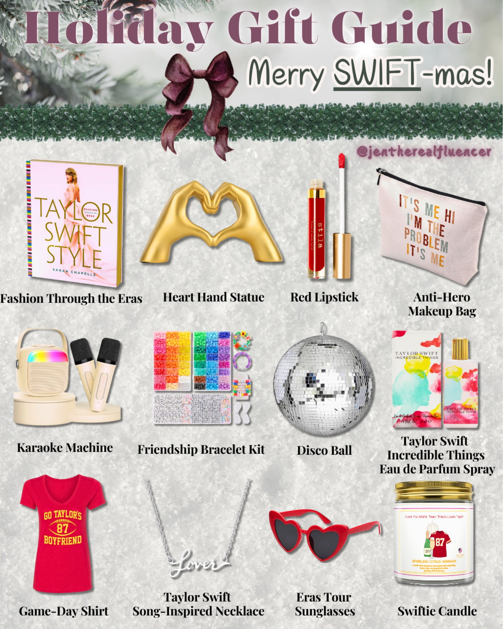 Taylor Swift inspired holiday gift guide 🫶

Gift guide, holiday, Christmas, seasonal, presents, for her, for him, for friend, Taylor swift, for the swifties, red lip gloss, jewelry, makeup bag, friendship bracelets

#LTKGiftGuide #LTKSeasonal #LTKHoliday