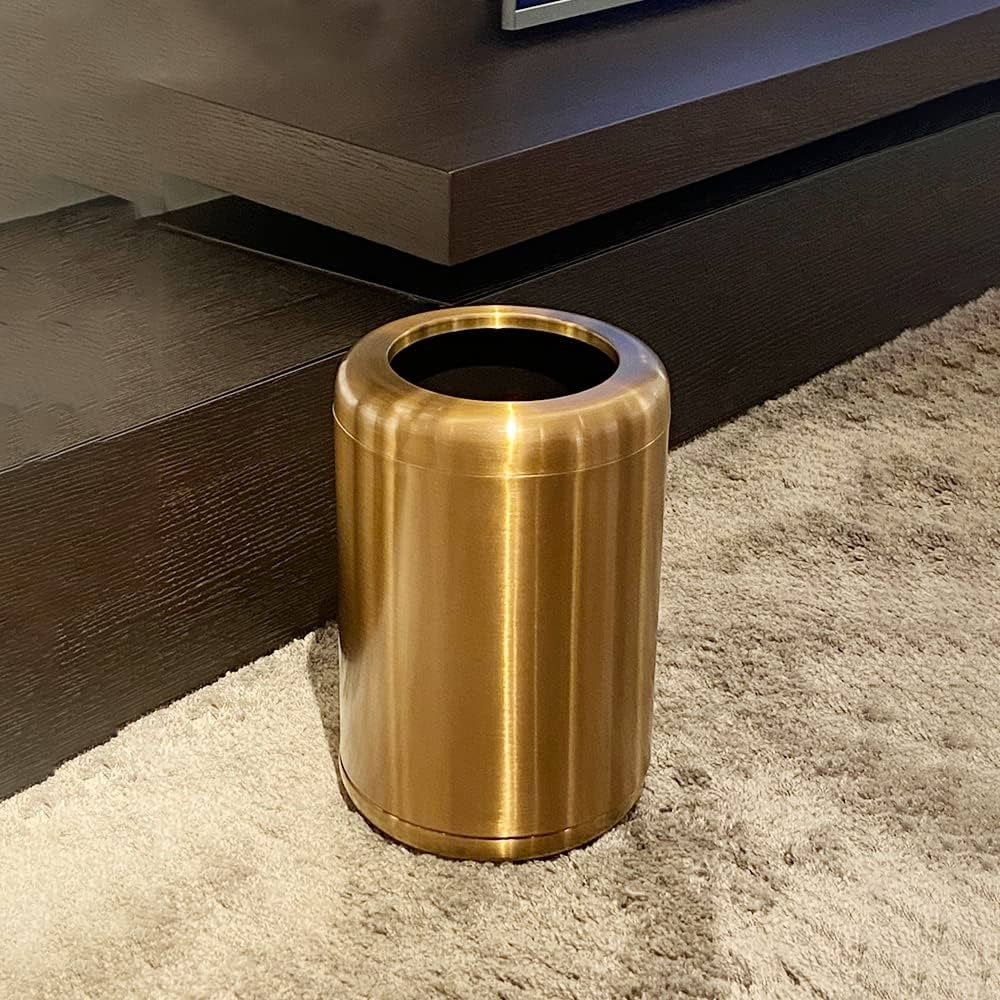 Leasylife Brushed Stainless Steel Trash can,Open Top Wastebasket Bin,Garbage Can for Bathroom,Living | Amazon (US)