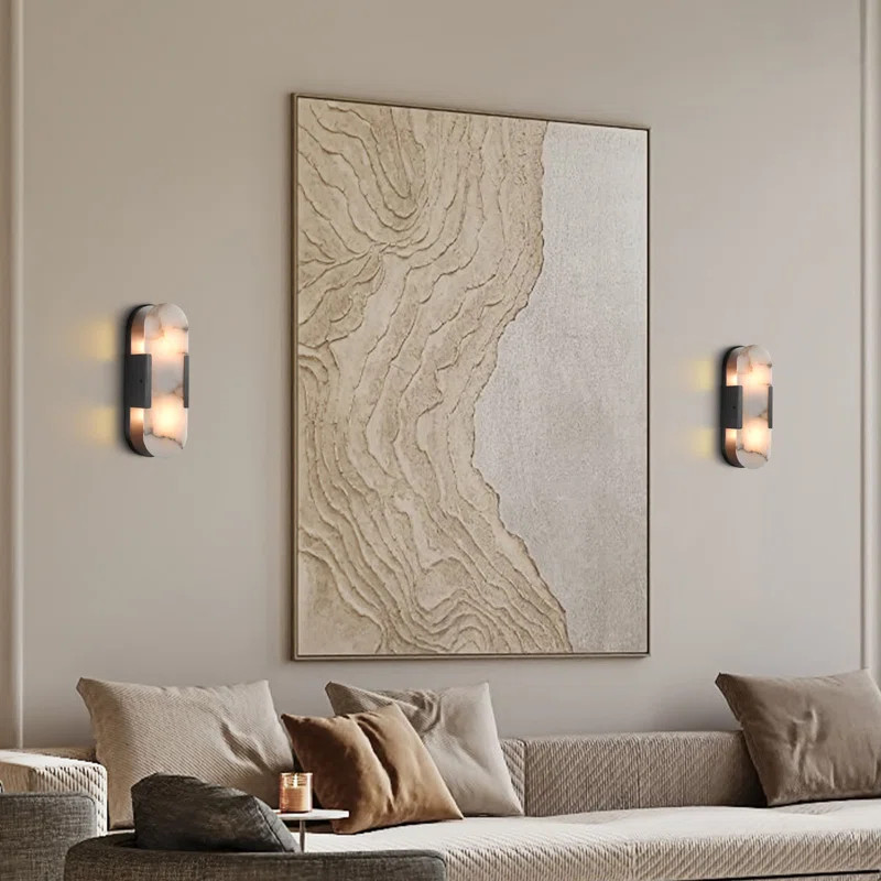 Zaheda Dimmable LED solid brass Wall Mounted Sconce with Alabaster Shade | Wayfair North America