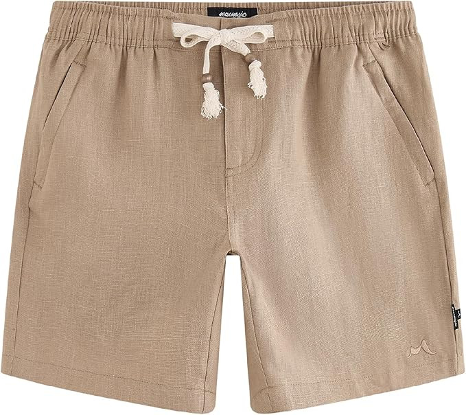 maamgic Mens 100% Linen Shorts Casual Drawstring Elastic Waist, Breathable Summer Shorts for Men ... | Amazon (US)