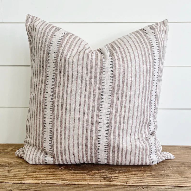 CADENCE  Rust Tan & Gray Striped Pillow Cover  Neutral | Etsy | Etsy (US)