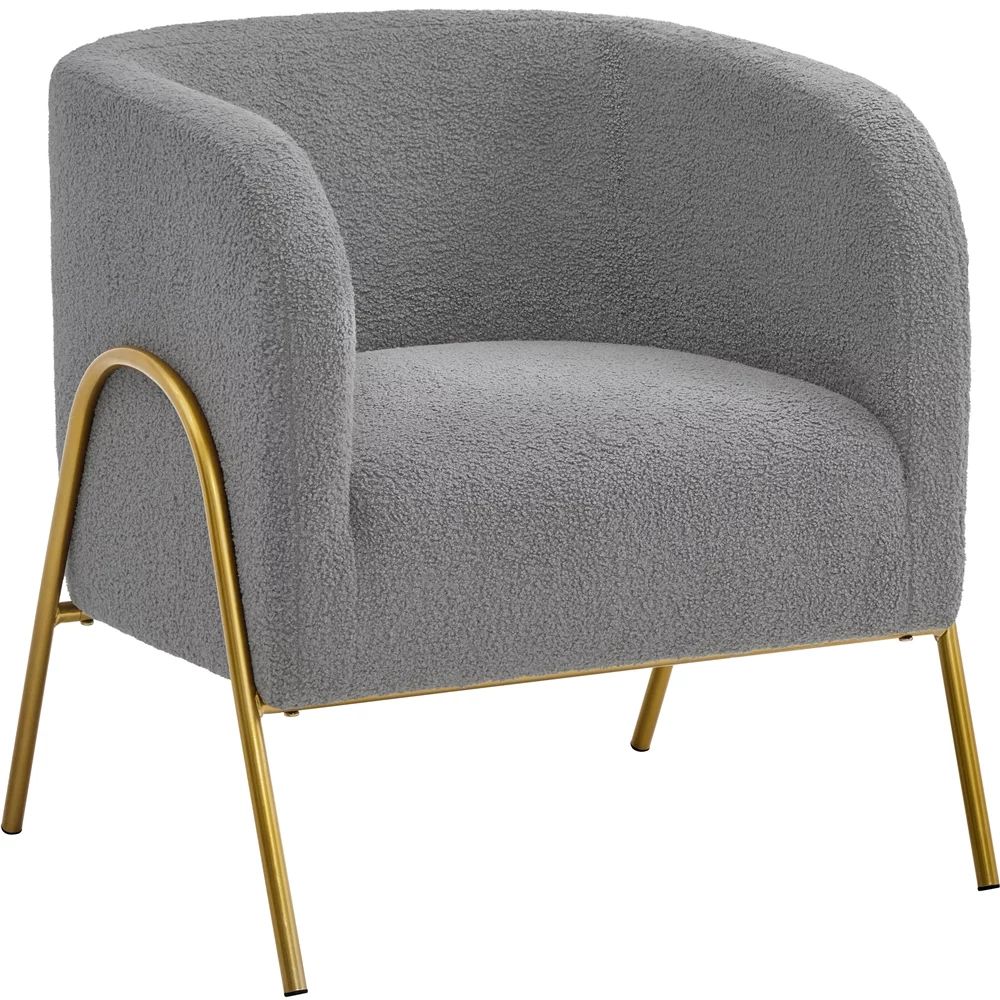 Easyfashion Contemporary Boucle Barrel Accent Chair,Gray | Walmart (US)