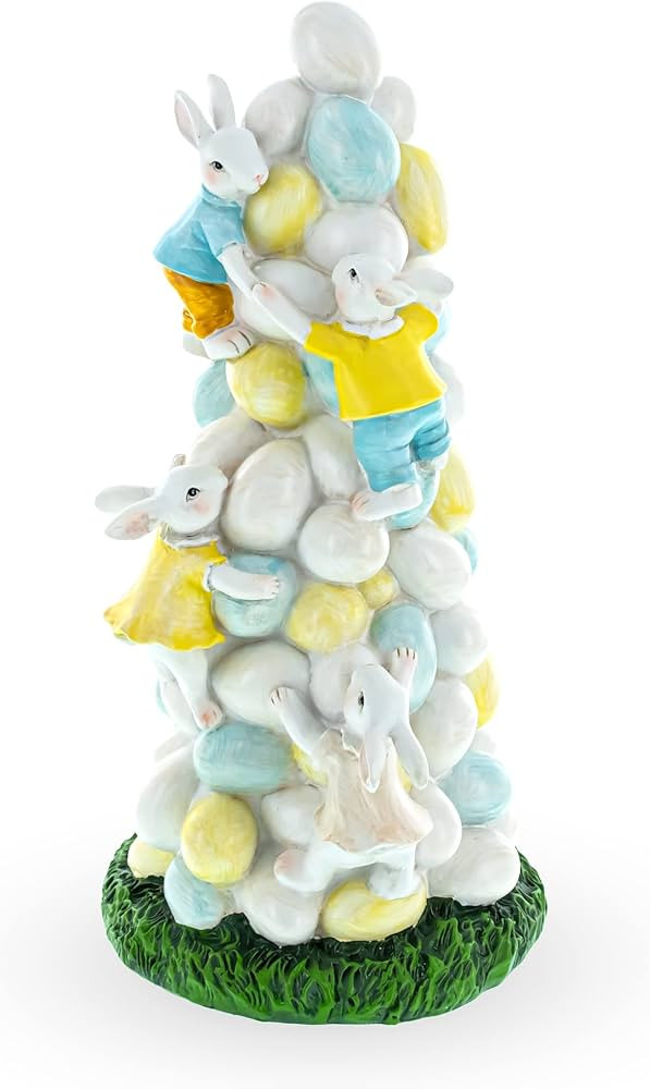 BestPysanky Easter Ascent: Bunnies Climbing Easter Egg Tree Figurine | Amazon (US)