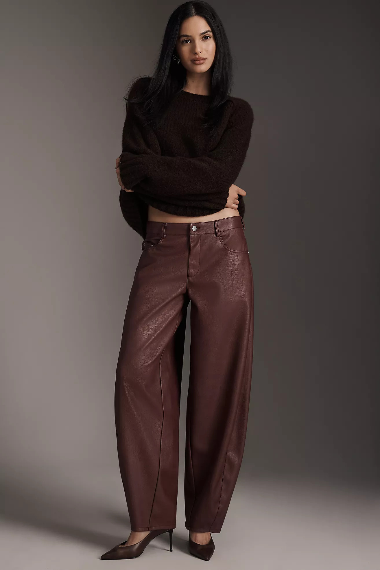 Pilcro Faux Leather Twisted Balloon Pants | Anthropologie (US)