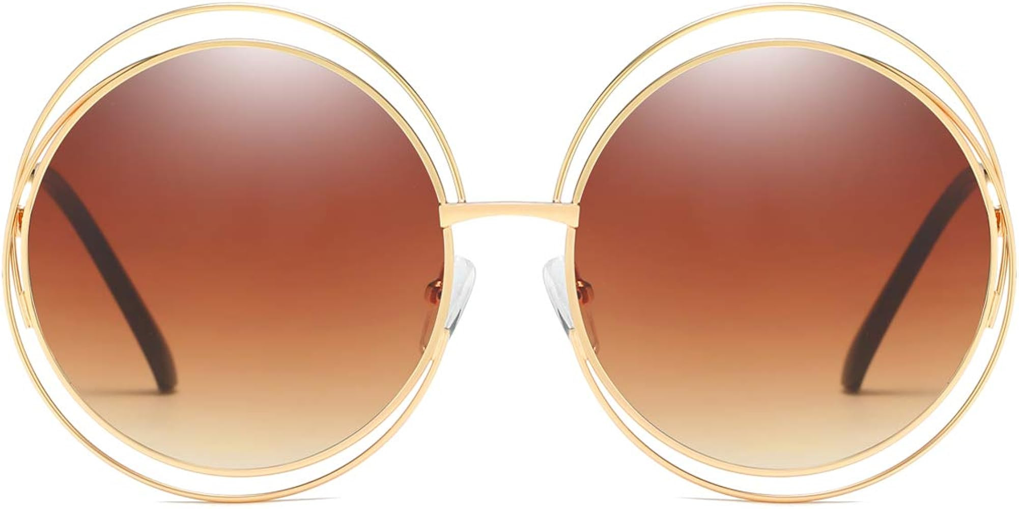 Dollger Metal Double Circle Wire Frame Oversized Round Sunglasses for Women | Amazon (US)