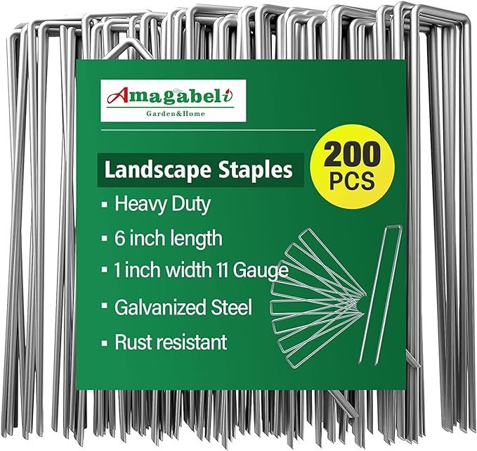 Amagabeli 6 Inch Galvanized Landscape Staples 200 Pack 11 Gauge Garden Stakes Sod Pins Anti-Rust ... | Amazon (US)